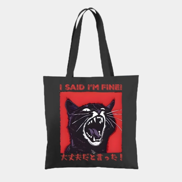 Angry Cat Japan Tote Bag