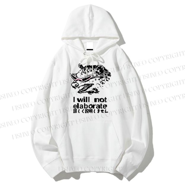 Unisex Casual Japanese Opossum Will Not Elaborate Cotton Printed Hoodie