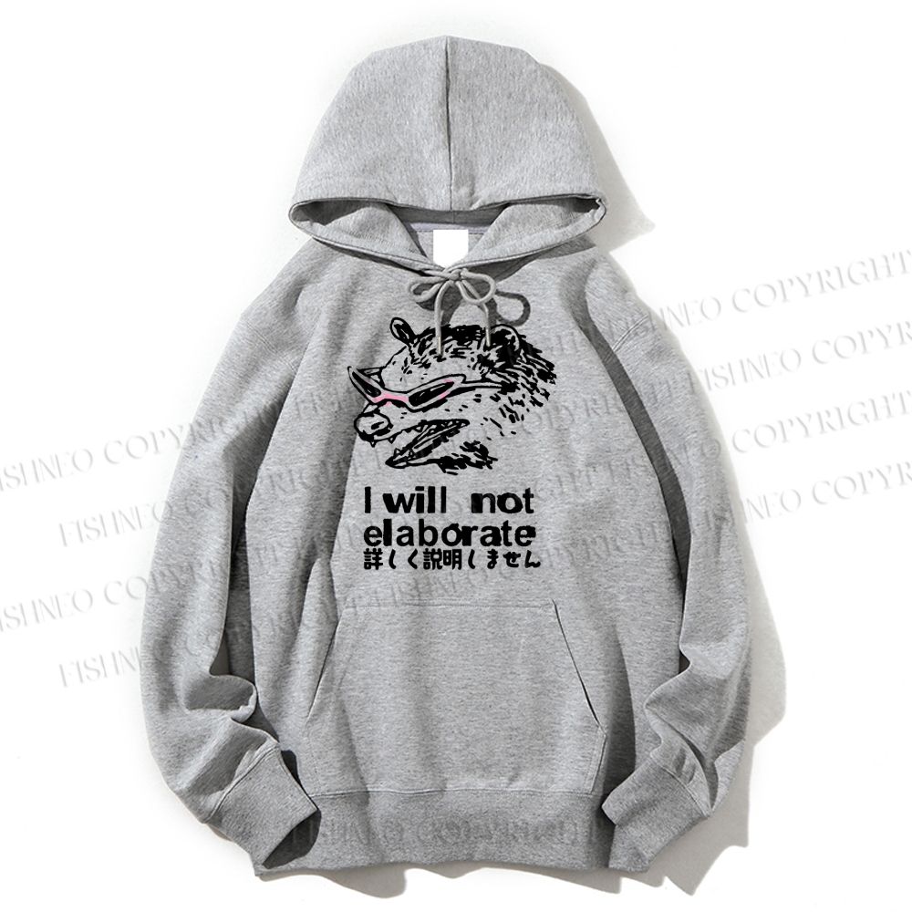 Unisex Casual Japanese Opossum Will Not Elaborate Cotton Printed Hoodie