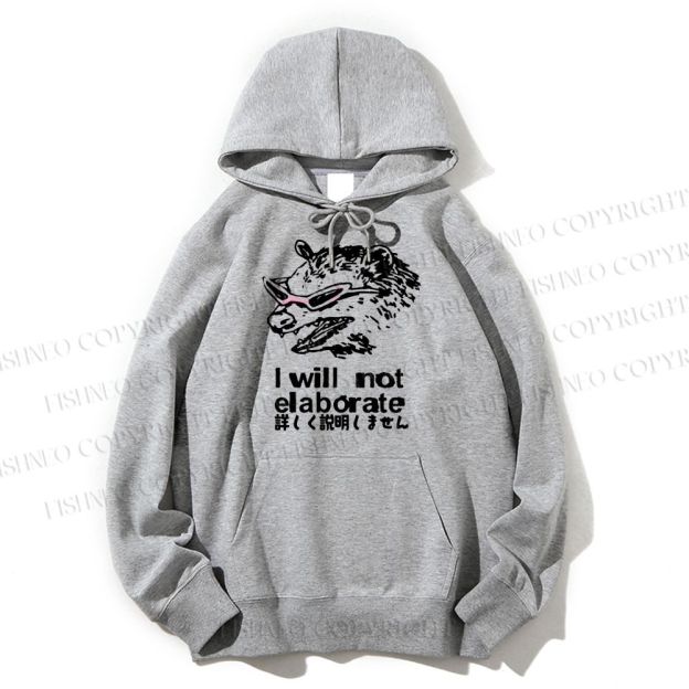 Unisex Casual Japanese Opossum Will Not Elaborate Cotton Printed Hoodie