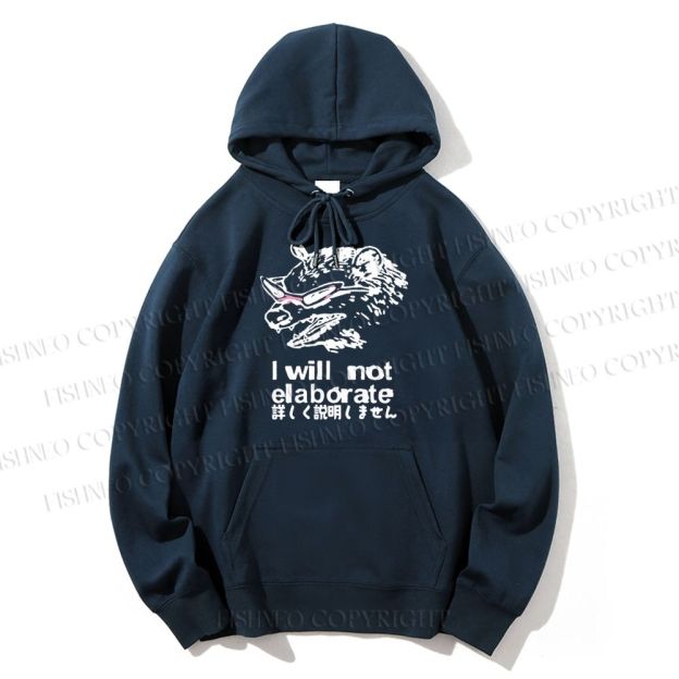 Unisex Casual Japanese Opossum Will Not Elaborate Cotton Printed Hoodie