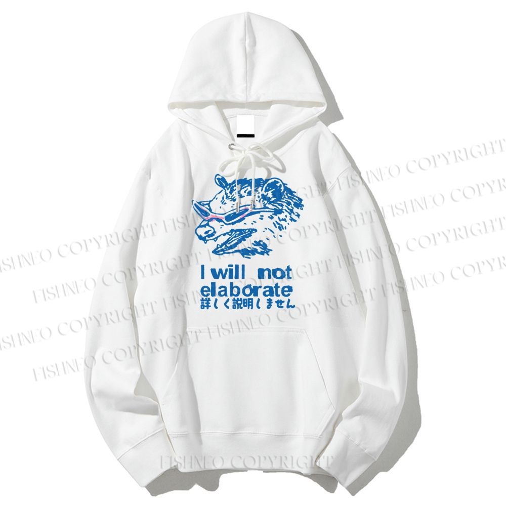 Unisex Casual Japanese Opossum Will Not Elaborate Cotton Printed Hoodie