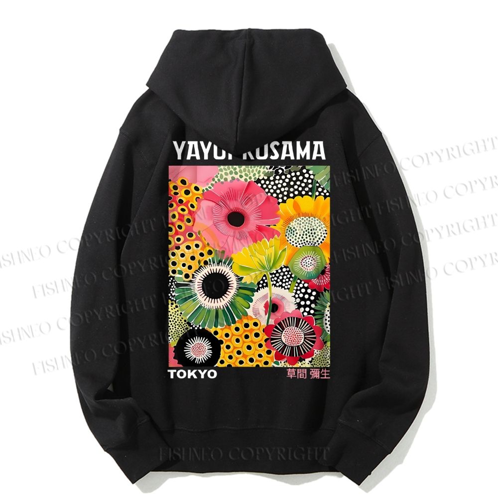Unisex Casual Flowers Yayoi Kusama Cotton Printed Hoodie
