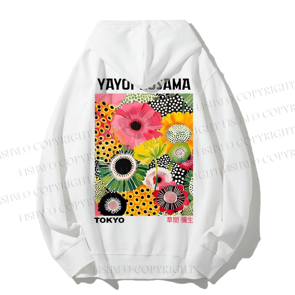 Unisex Casual Flowers Yayoi Kusama Cotton Printed Hoodie