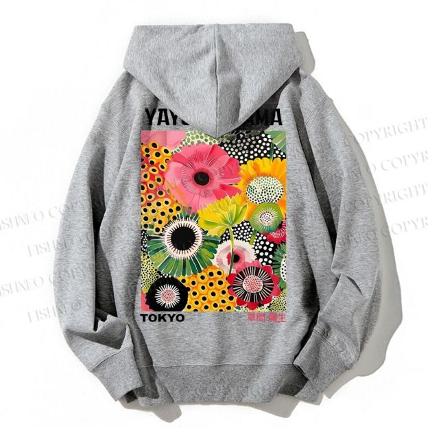 Unisex Casual Flowers Yayoi Kusama Cotton Printed Hoodie
