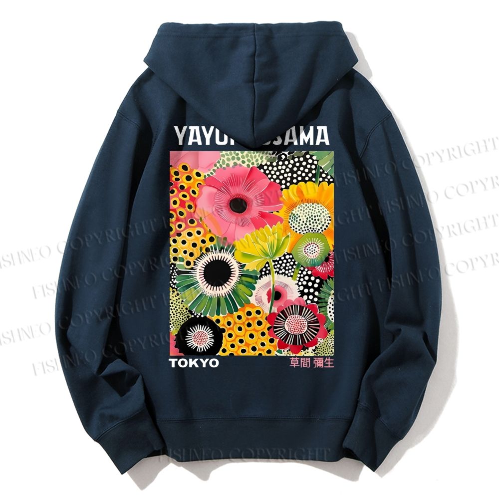 Unisex Casual Flowers Yayoi Kusama Cotton Printed Hoodie