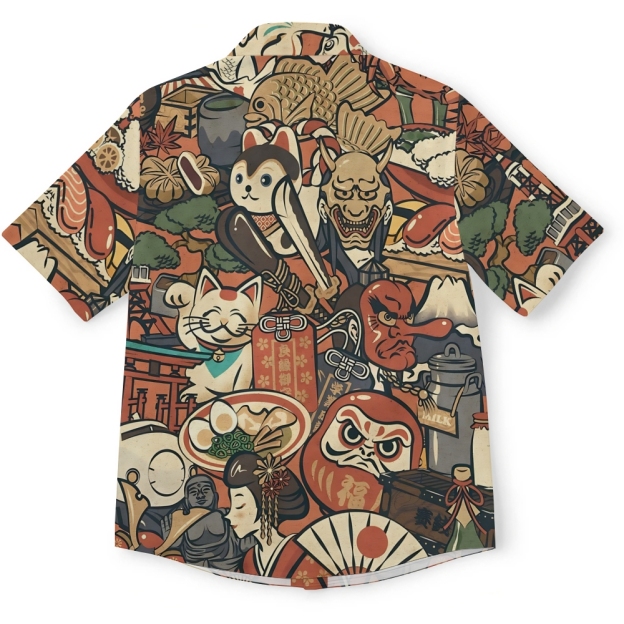 Japanese Style Anime Daruma Button-up Shirt
