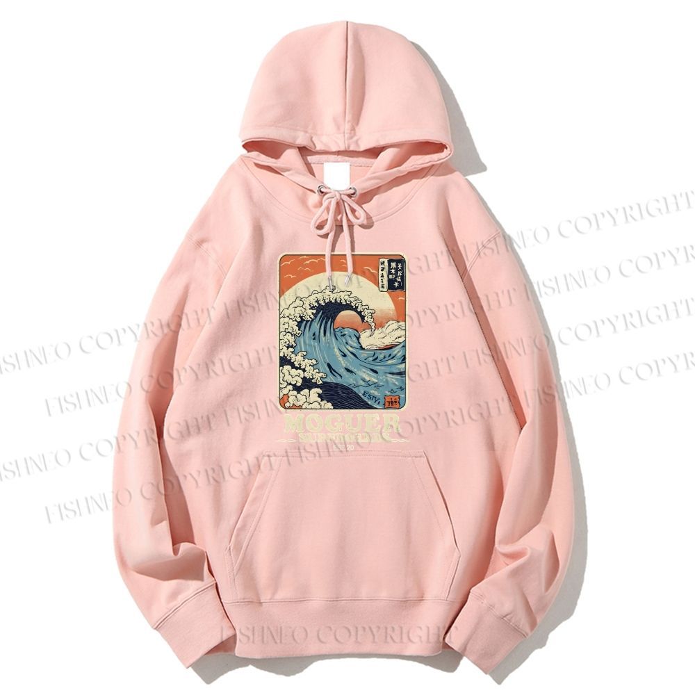 Unisex Casual Cotton Japanese Wave Printed Hoodie