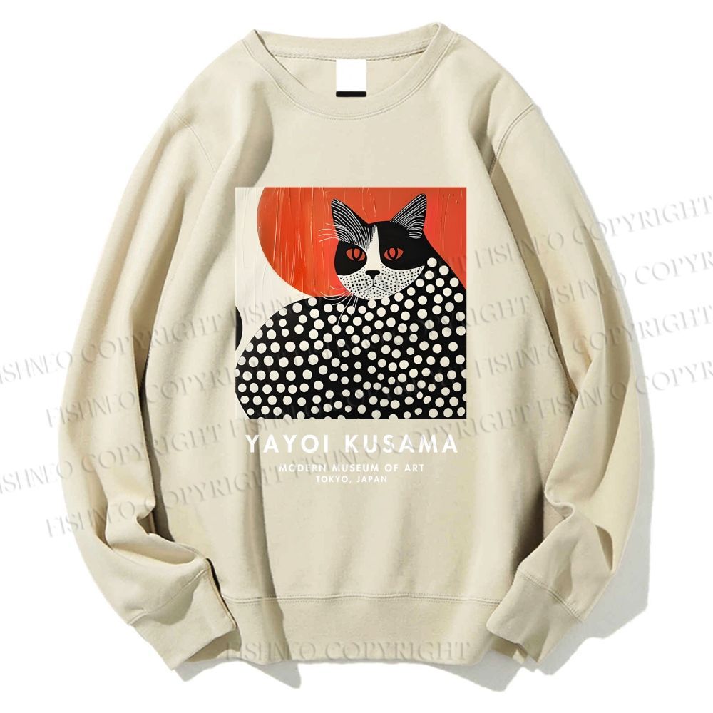 Unisex Yayoi Kusama Cat Printed Sweatshirt