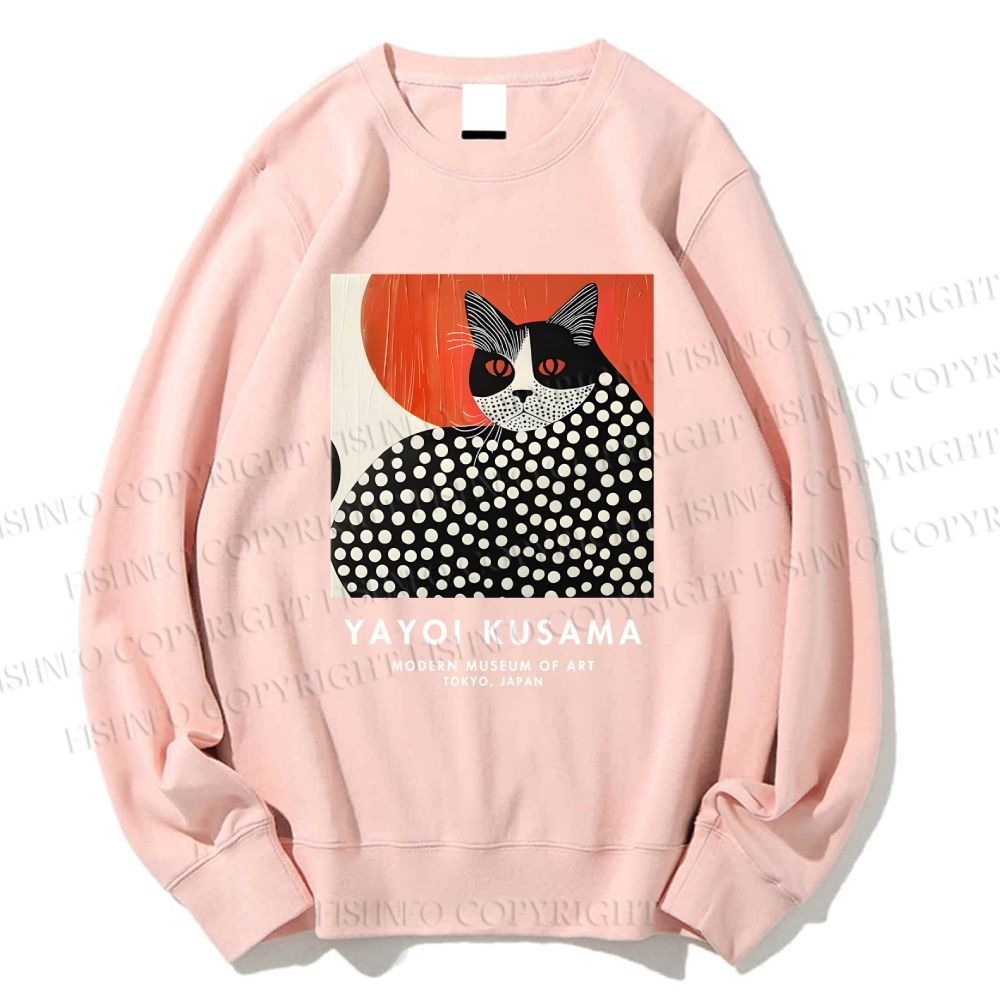 Unisex Yayoi Kusama Cat Printed Sweatshirt