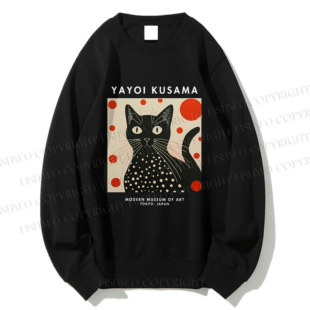 Unisex Yayoi Kusama Cat Printed Sweatshirt