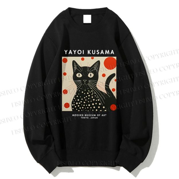 Unisex Yayoi Kusama Cat Printed Sweatshirt