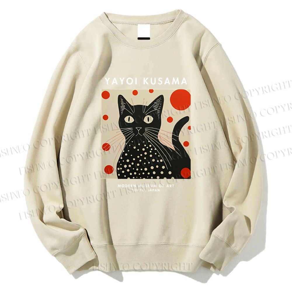 Unisex Yayoi Kusama Cat Printed Sweatshirt