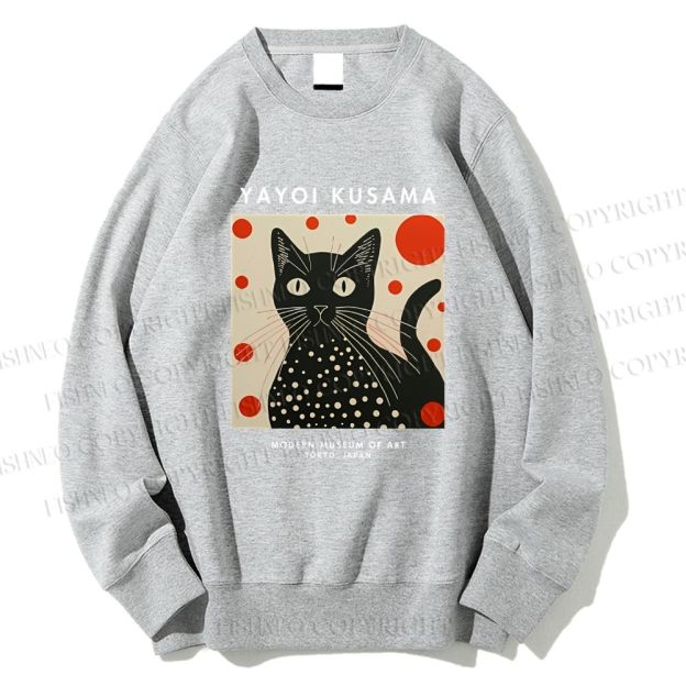 Unisex Yayoi Kusama Cat Printed Sweatshirt