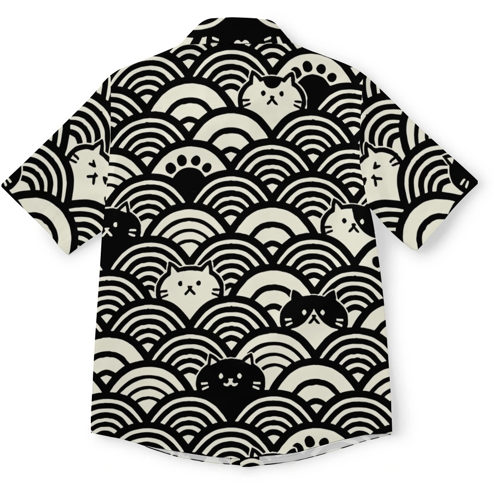 Japanese Cute Cat Wave Button-up Shirt