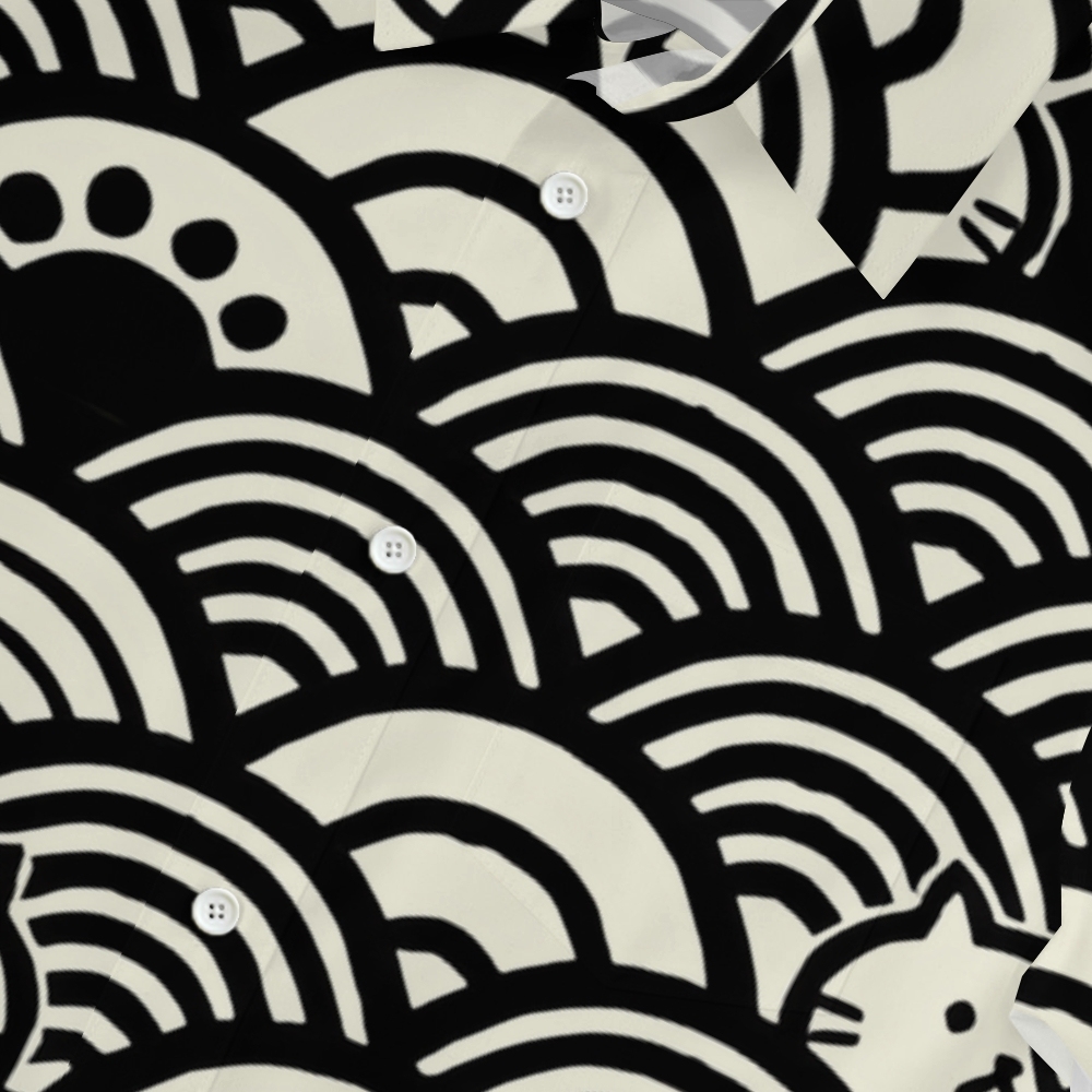 Japanese Cute Cat Wave Button-up Shirt