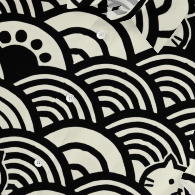 Japanese Cute Cat Wave Button-up Shirt