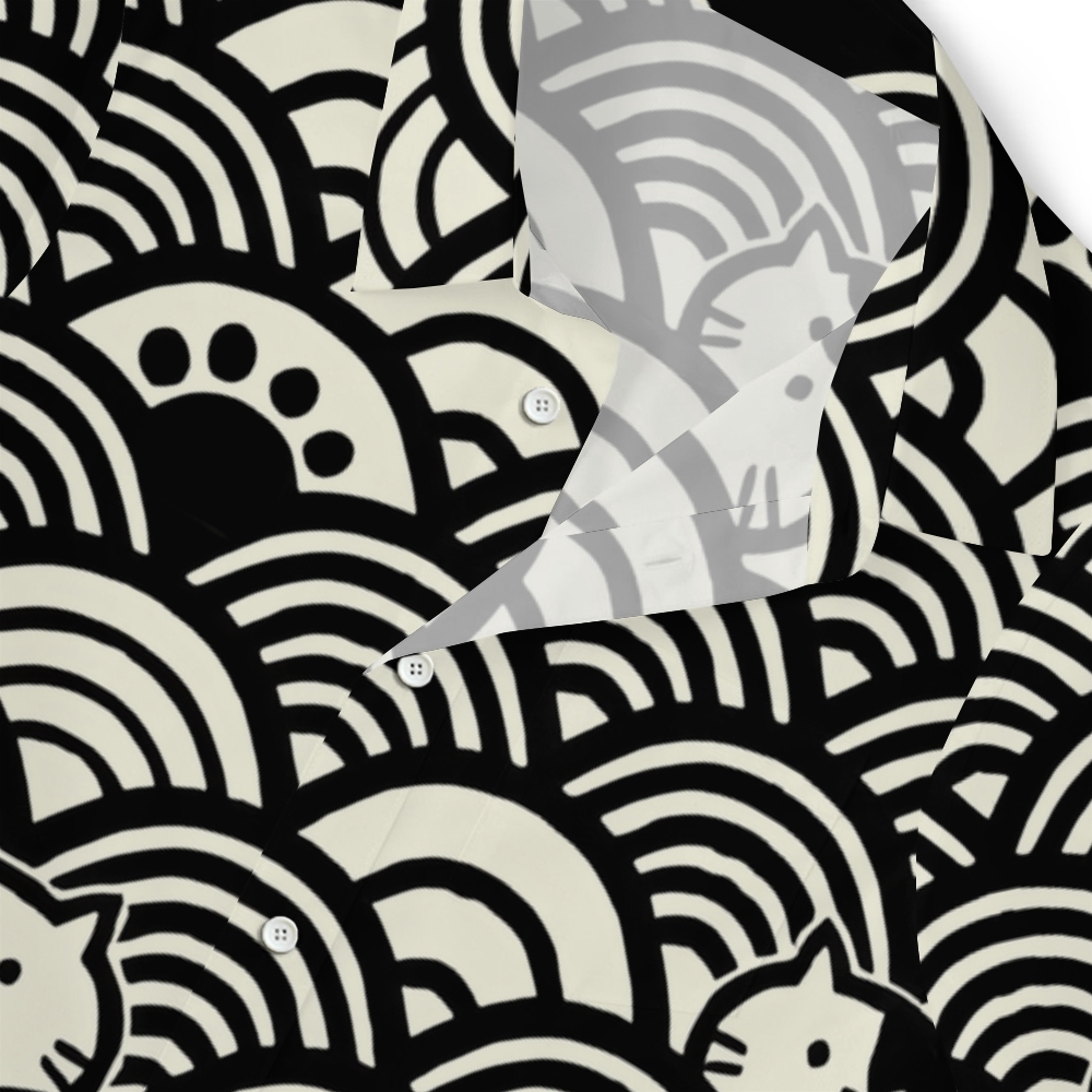 Japanese Cute Cat Wave Button-up Shirt