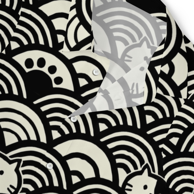 Japanese Cute Cat Wave Button-up Shirt
