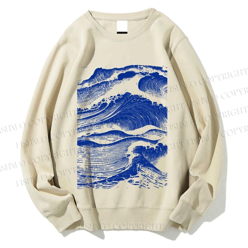 Unisex Vintage Japanese Wave Printed Sweatshirt