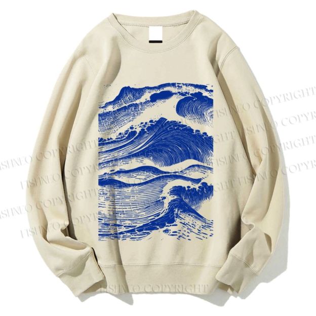 Unisex Vintage Japanese Wave Printed Sweatshirt