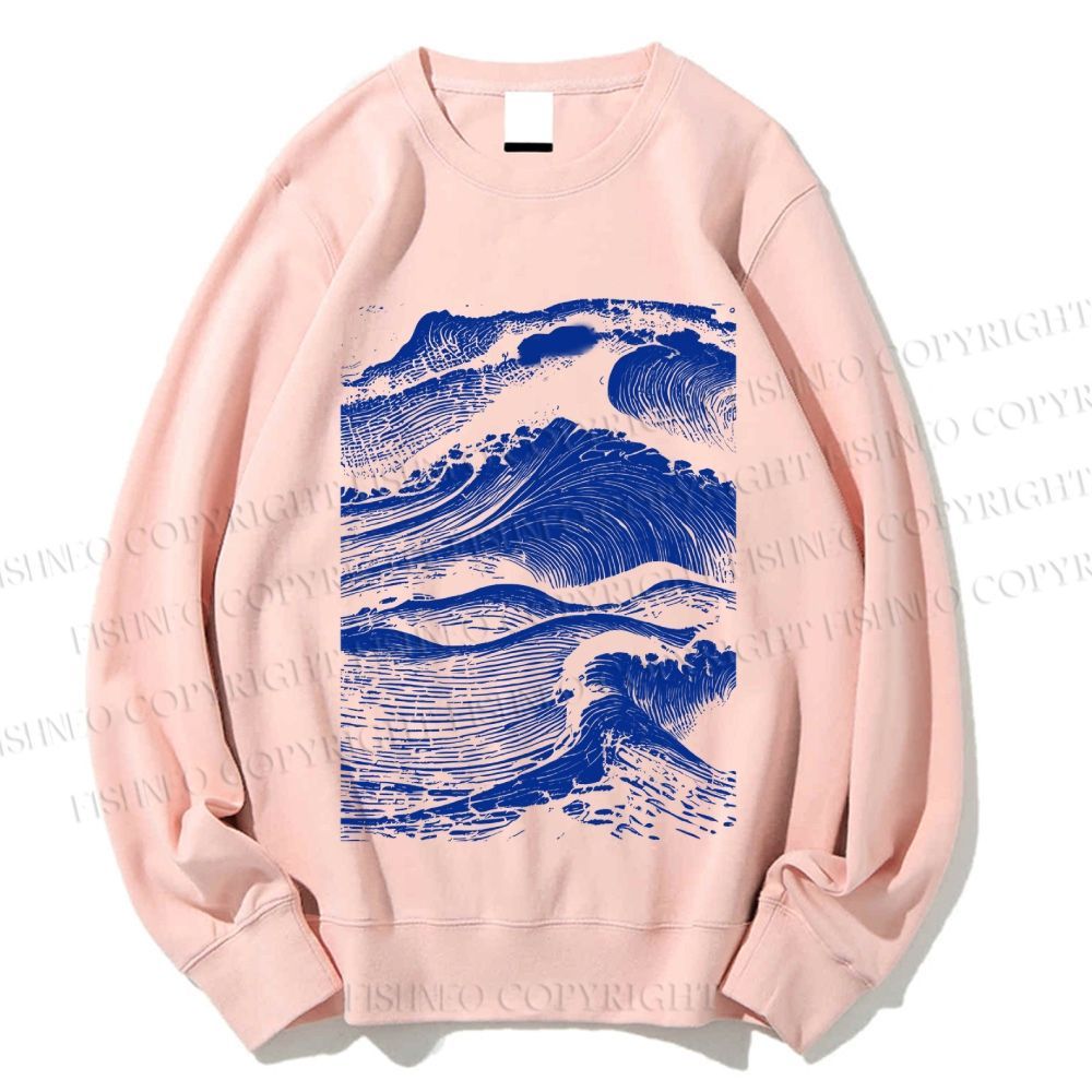 Unisex Vintage Japanese Wave Printed Sweatshirt