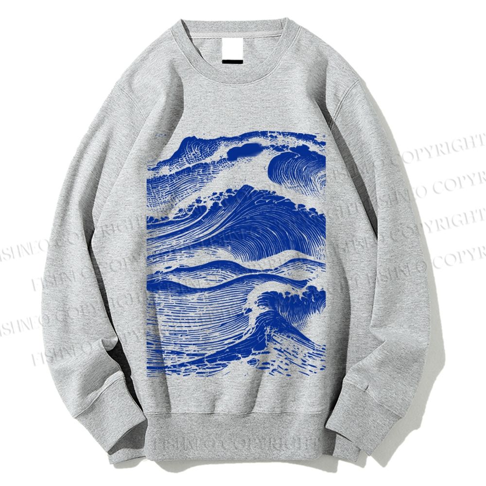Unisex Vintage Japanese Wave Printed Sweatshirt