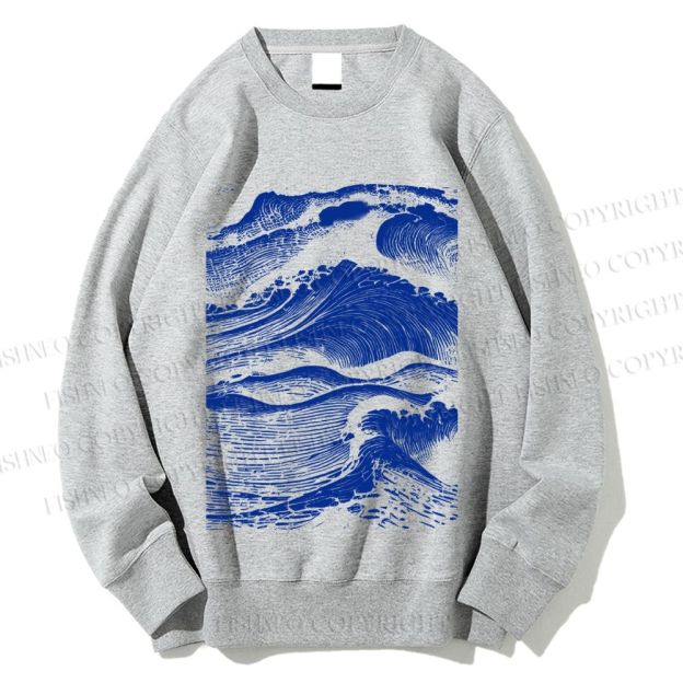 Unisex Vintage Japanese Wave Printed Sweatshirt