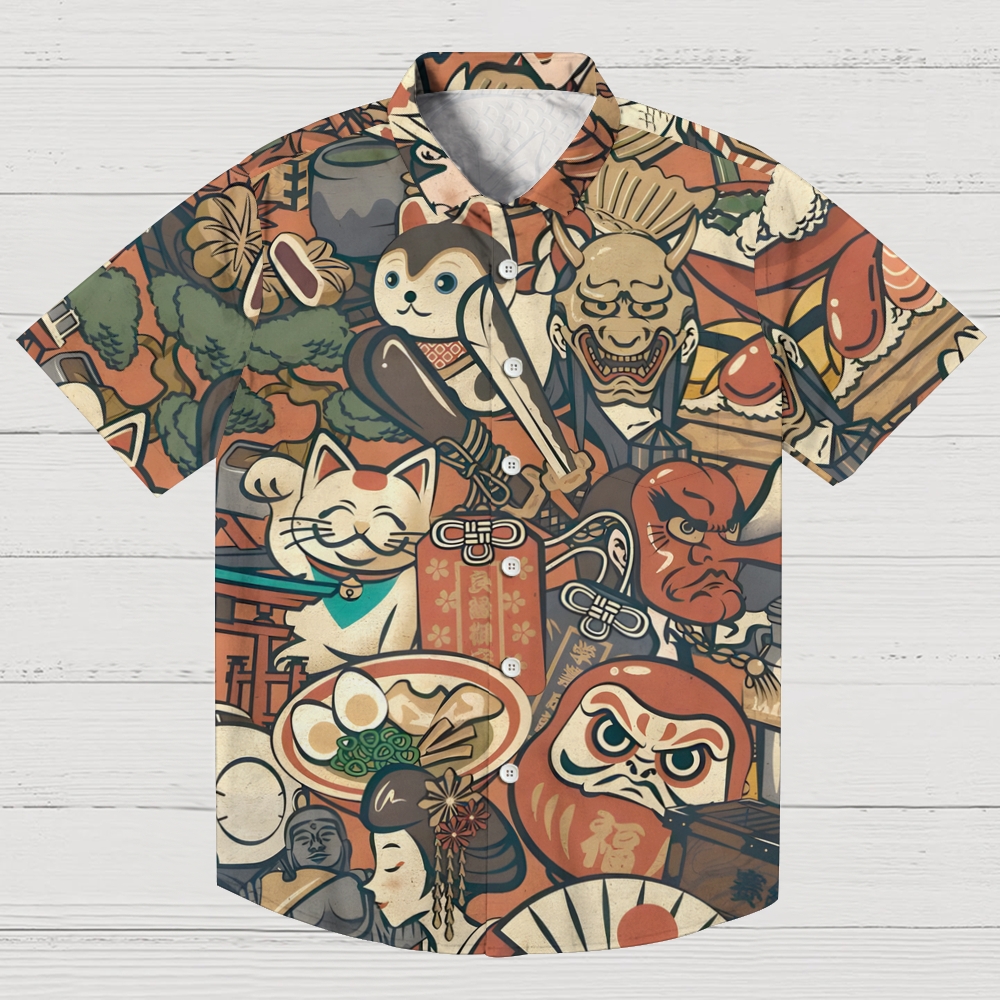 Japanese Traditional Elements Button-up Shirt