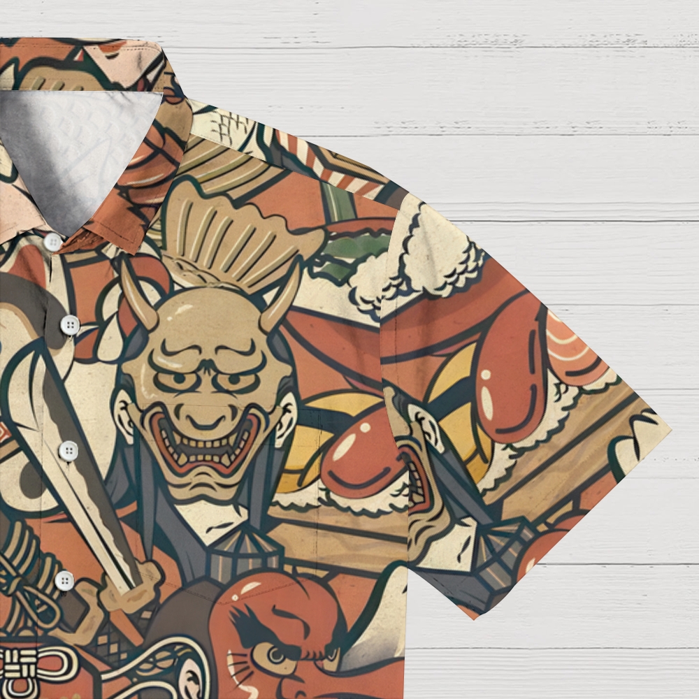 Japanese Traditional Elements Button-up Shirt