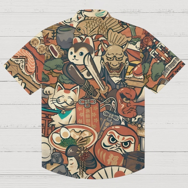 Japanese Traditional Elements Button-up Shirt