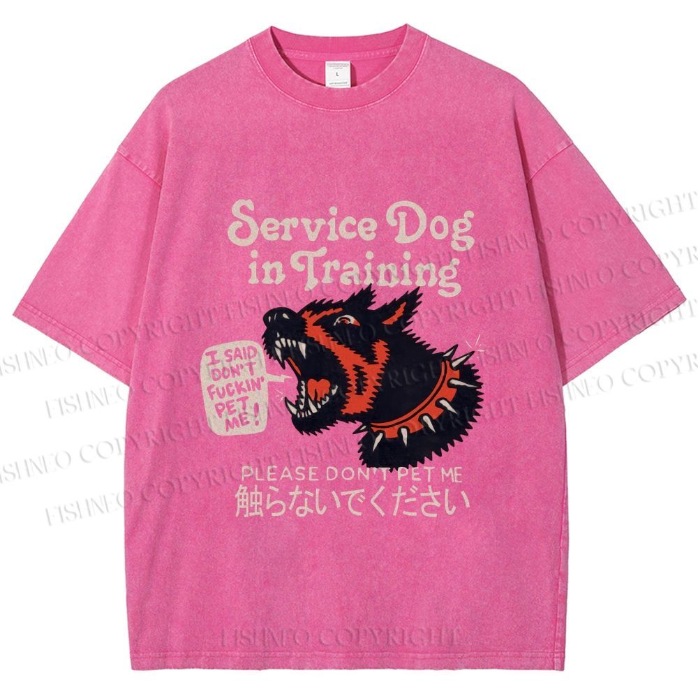 Unisex Japanese Trained Dog Do Not Pet Me Printed Washed Tee