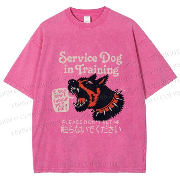 Unisex Japanese Trained Dog Do Not Pet Me Printed Washed Tee