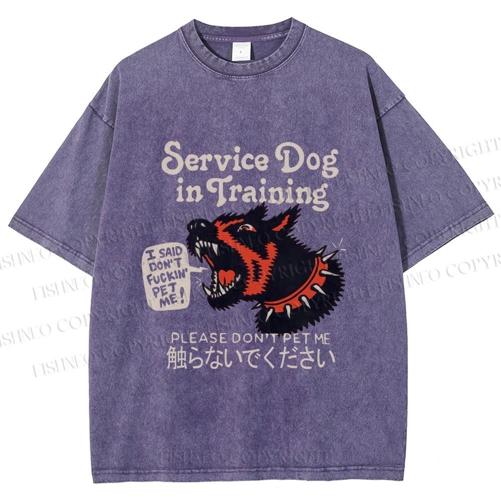 Unisex Japanese Trained Dog Do Not Pet Me Printed Washed Tee