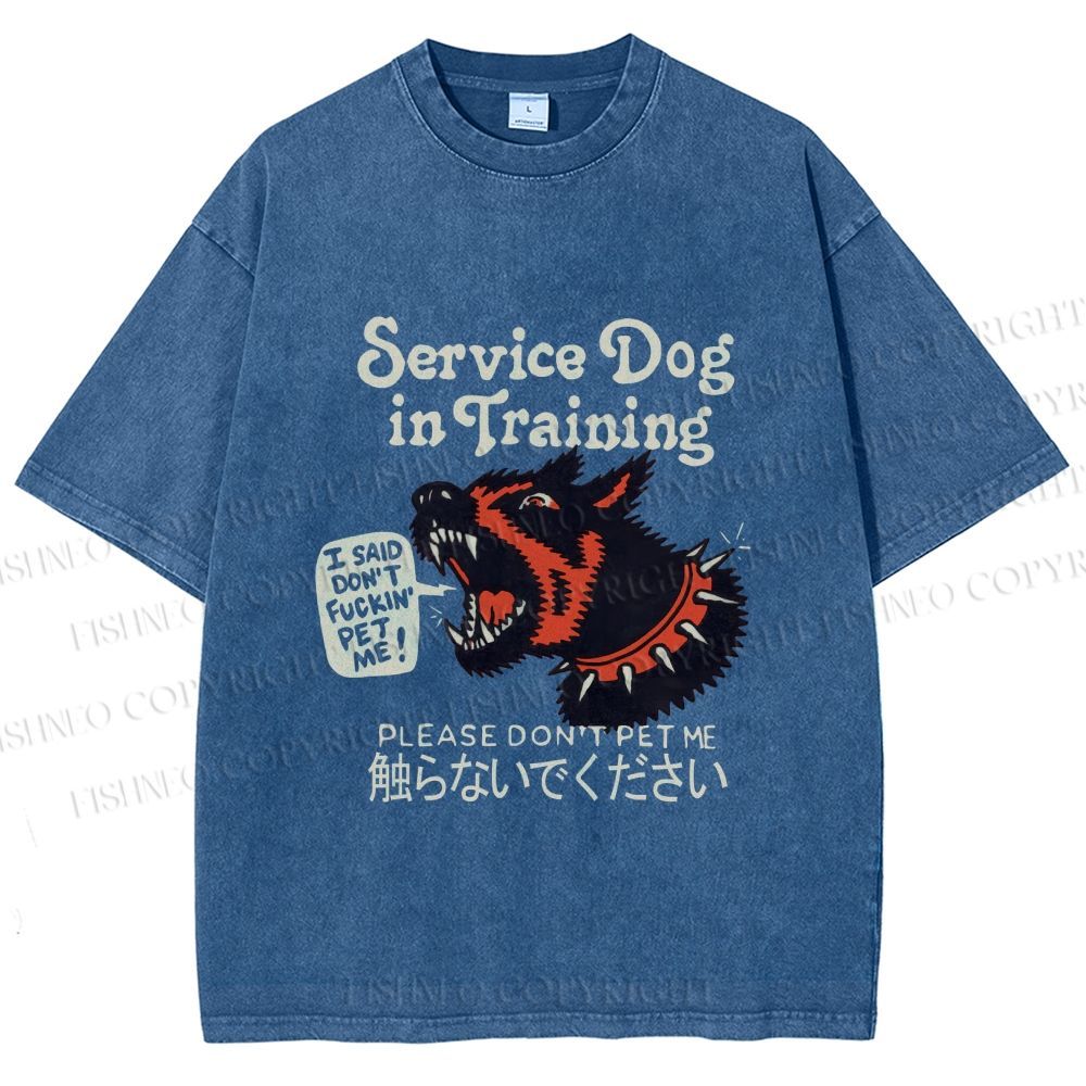Unisex Japanese Trained Dog Do Not Pet Me Printed Washed Tee