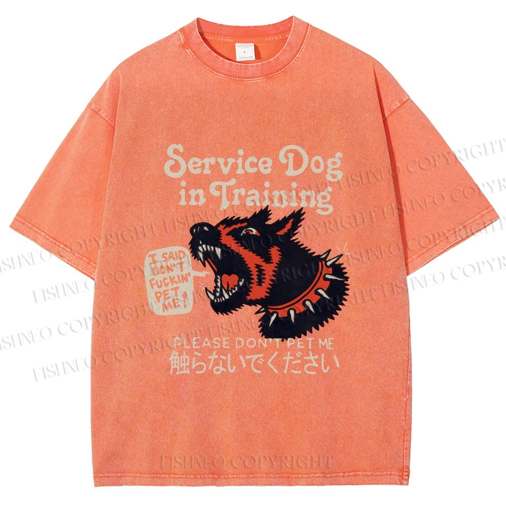 Unisex Japanese Trained Dog Do Not Pet Me Printed Washed Tee