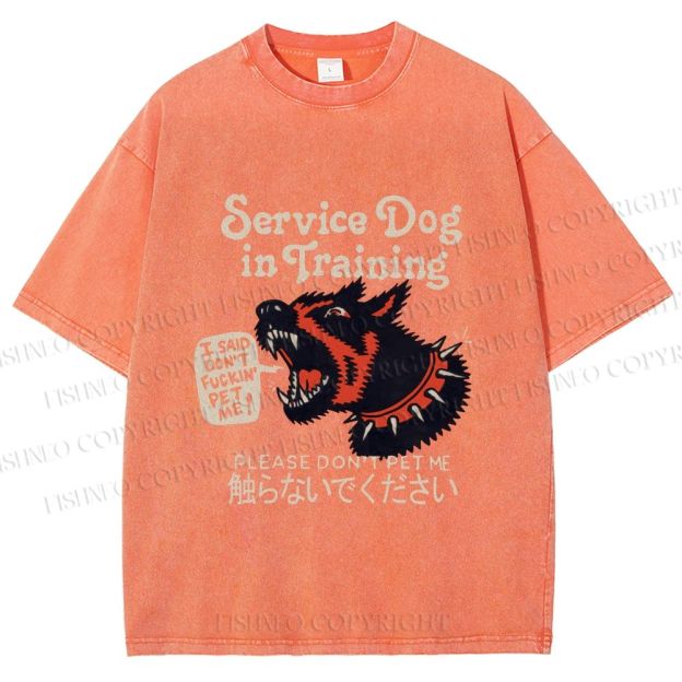 Unisex Japanese Trained Dog Do Not Pet Me Printed Washed Tee