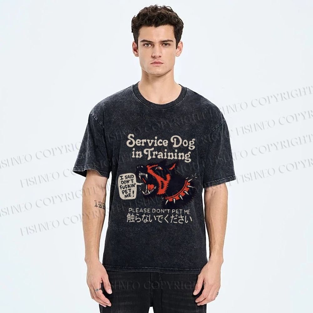 Unisex Japanese Trained Dog Do Not Pet Me Printed Washed Tee