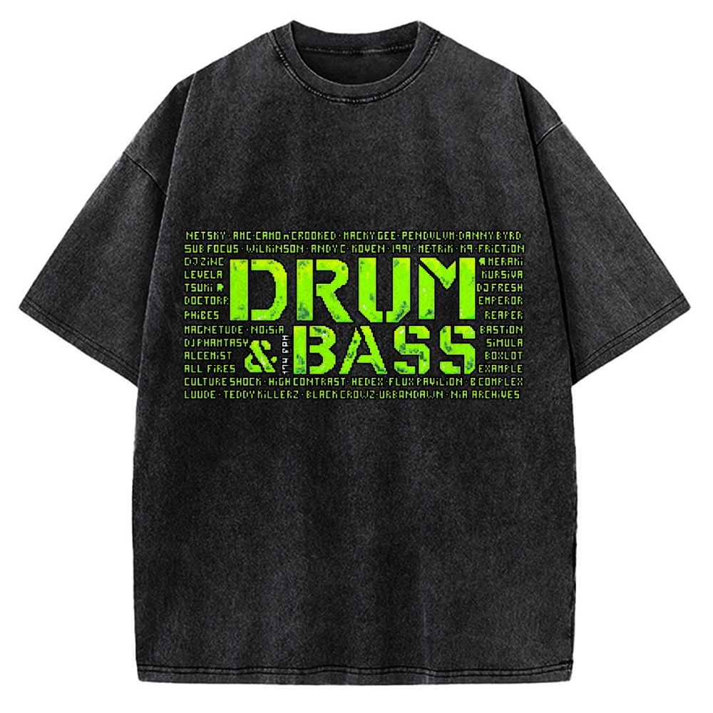 Drum And Bass Retro Mosaic Vintage Washed T-shirt