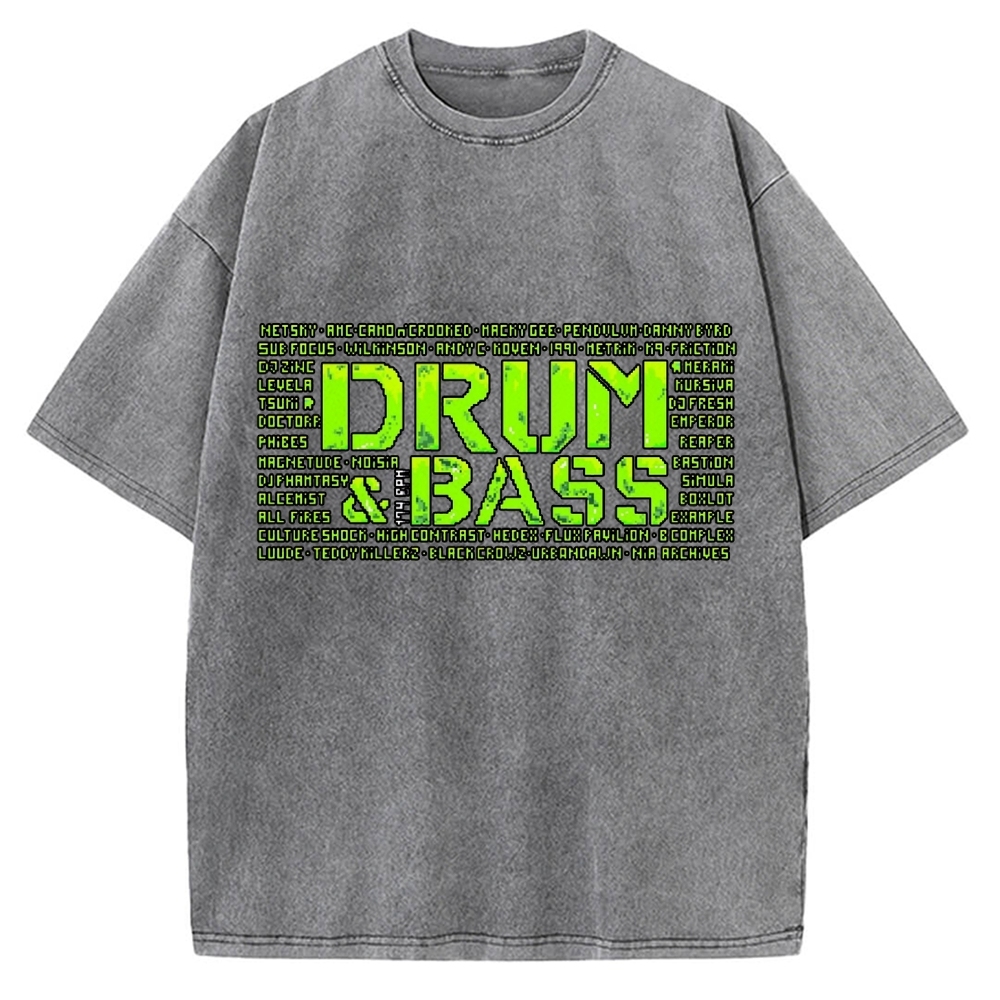 Drum And Bass Retro Mosaic Vintage Washed T-shirt