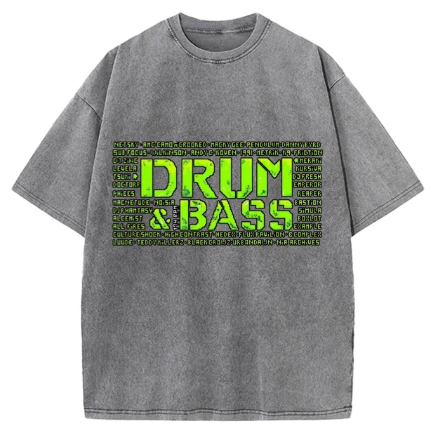 Drum And Bass Retro Mosaic Vintage Washed T-shirt