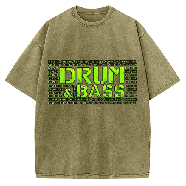 Drum And Bass Retro Mosaic Vintage Washed T-shirt