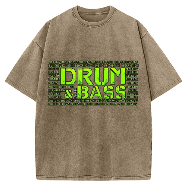 Drum And Bass Retro Mosaic Vintage Washed T-shirt