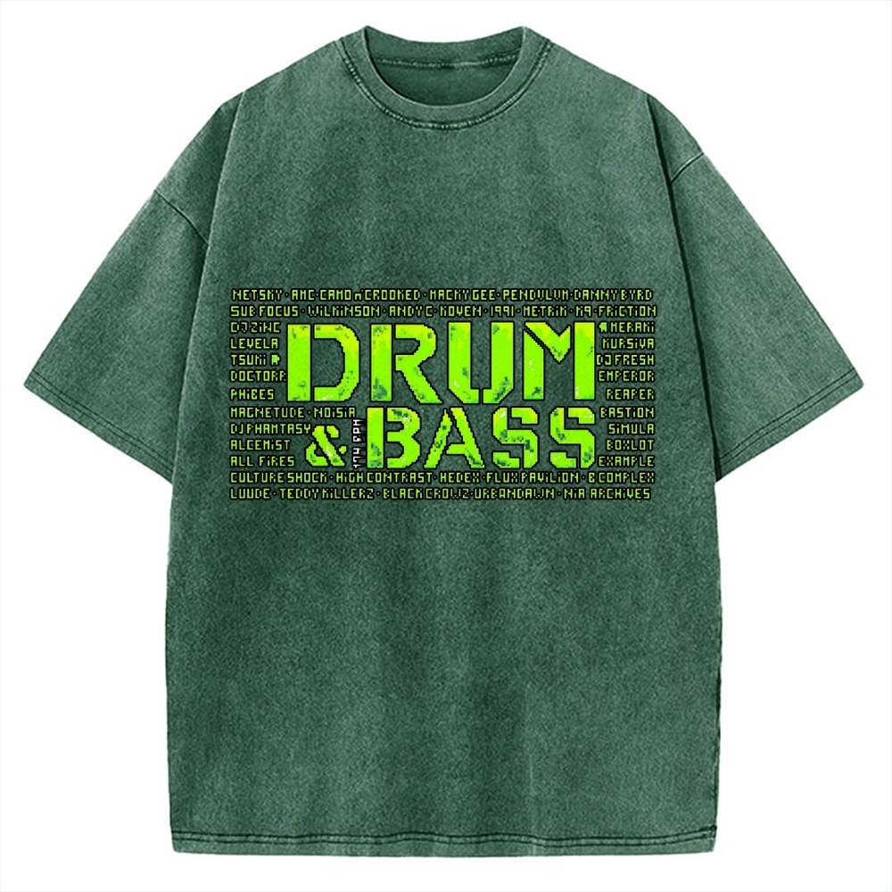 Drum And Bass Retro Mosaic Vintage Washed T-shirt