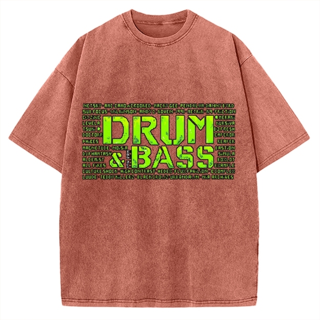Drum And Bass Retro Mosaic Vintage Washed T-shirt