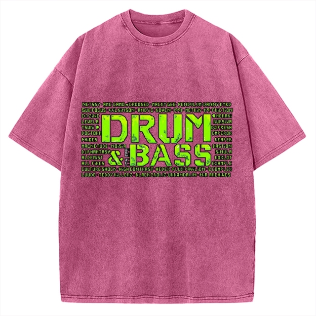 Drum And Bass Retro Mosaic Vintage Washed T-shirt