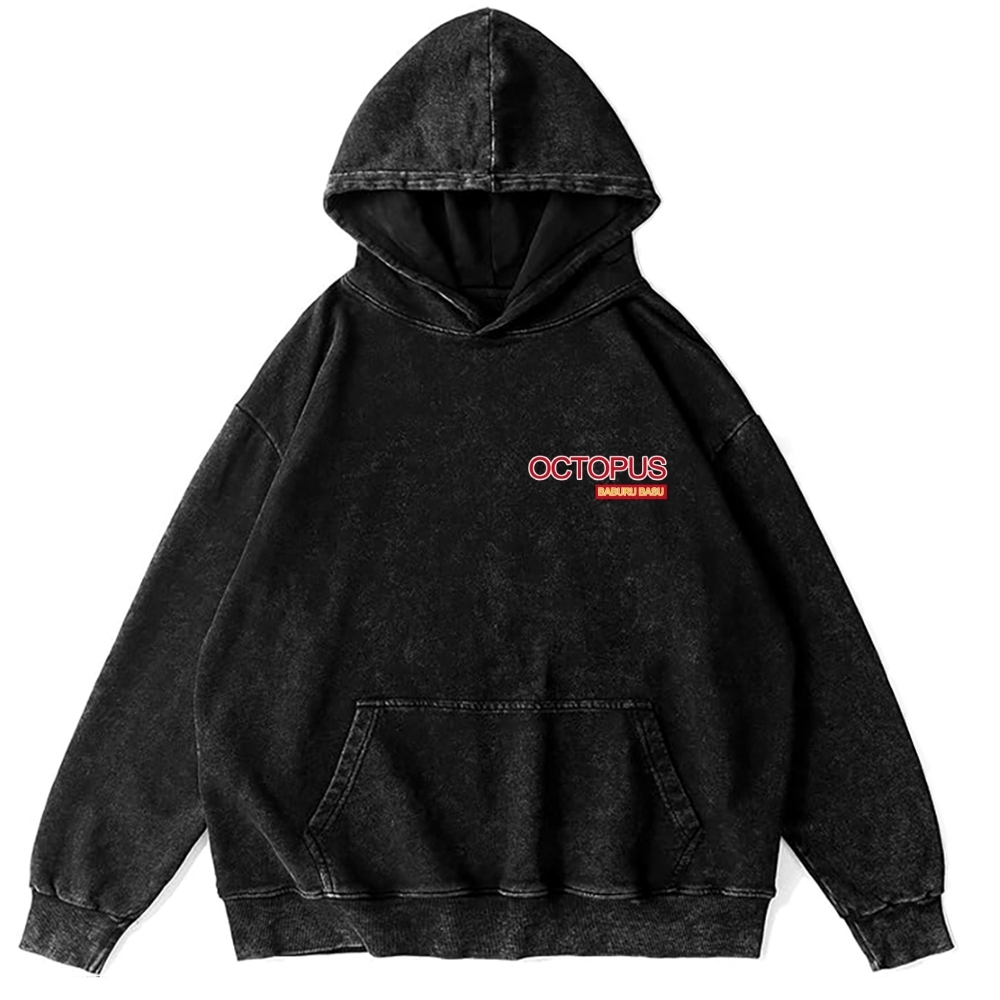 Bubble Bath Octopus Vintage Washed Cotton Back Art Hoodie