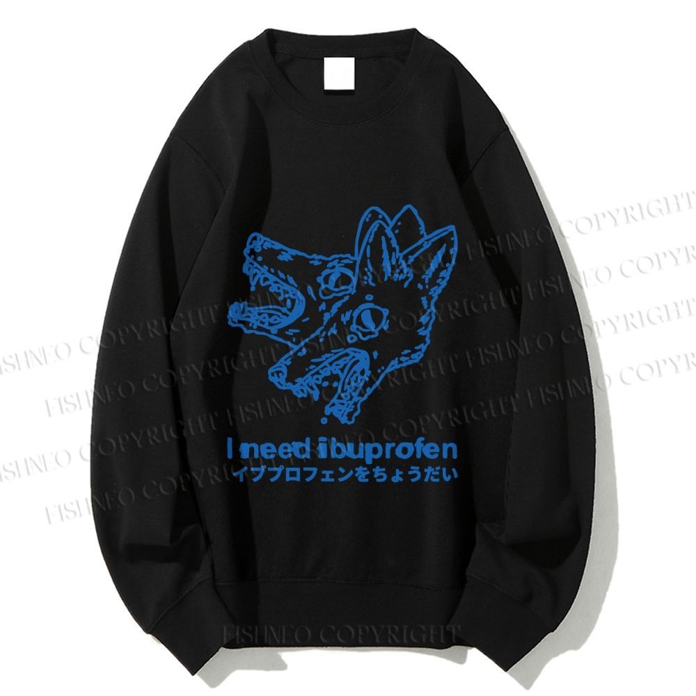 Unisex I need ibuprofen Wolf Vintage Printed Sweatshirt
