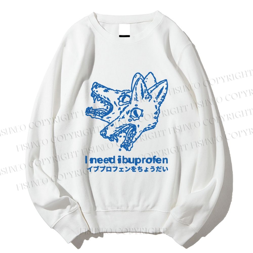 Unisex I need ibuprofen Wolf Vintage Printed Sweatshirt