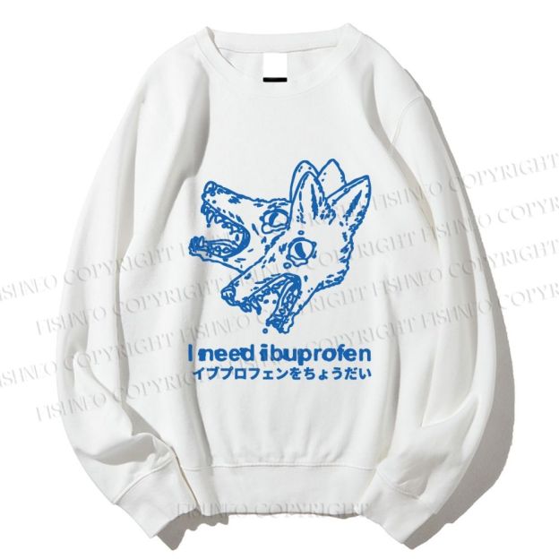 Unisex I need ibuprofen Wolf Vintage Printed Sweatshirt